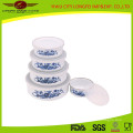 Household Enamel Food Bowl with Plastic Lid